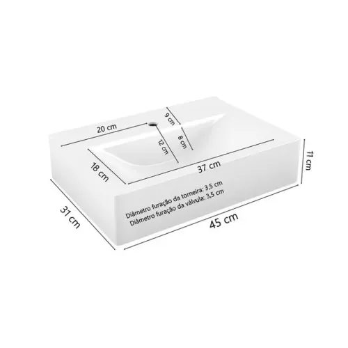 Cuba de marmorite prada branco .