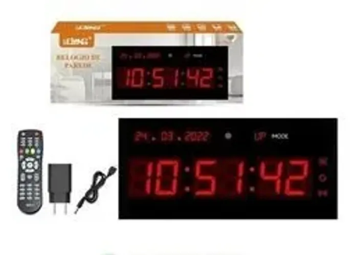 Relógio de Parede Digital Led Termometro Calendário Lelong LE-2119