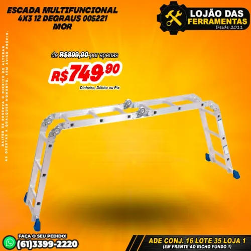 Escada Multifuncional 12 Degraus 4x3 005221 Mor