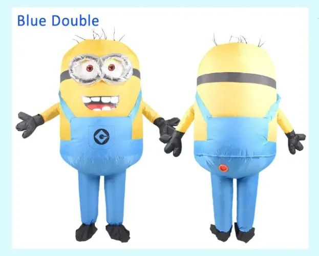 Fantasia Inflavel Minions Adulto Pronta Entrega 1.50-1.95 Cm Azul - Amarelo 150 - 195cm