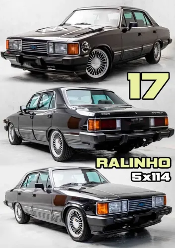 Rodas aro 17 Ralinho 5x114 - Chevrolet Opala Comodoro preta com diamantado 5x114