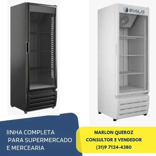 Freezer Vertical Dupla Ação Braslar 470 Litros Porta de Vidro Preto/Branco