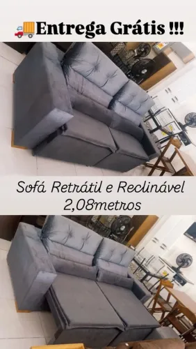Sofá Retrátil e Reclinável 2,08 metros - Entrega Grátis