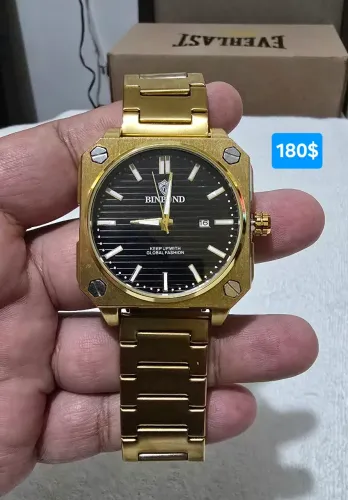 Relógio dourado da Binbond em aço original 