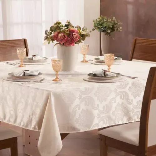 Toalha de Mesa Jacquard Palha Perola