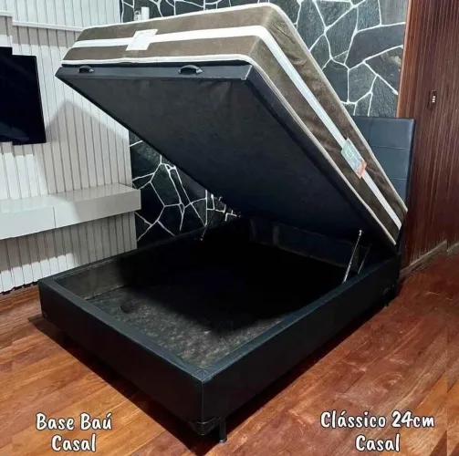 CAMA BOX BAÚ CASAL COLCHÃO MOLAS ENSACADA