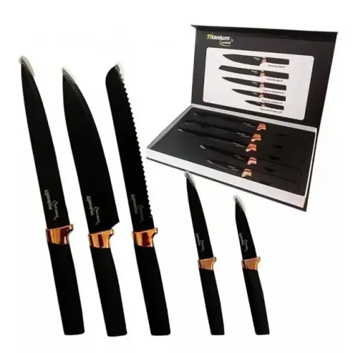 KIT FACAS PREMIUM 5 PEÇAS ROSE