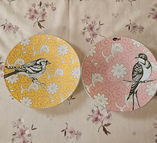 Pratos Decorativos com Estampa de Pássaros