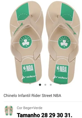 Chinelo Infantil Rider Street NBA Boston Celtics - Tamanho 28 ao 31
