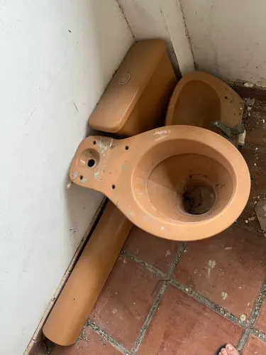 Conjunto Pia e vaso sanitário marrons