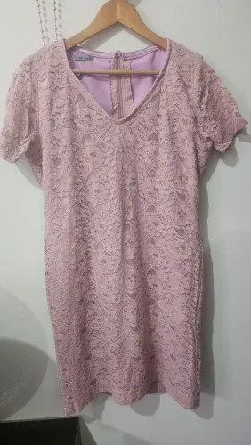 Vestido de renda rosê festa tam G