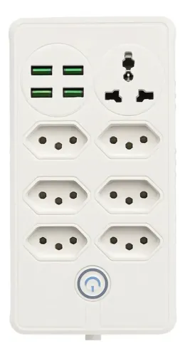 Extensão Régua Elétrica 7 Tomadas Com 4 Usb
