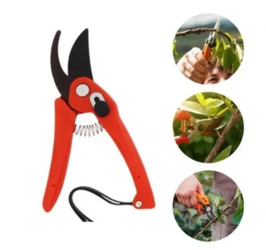 Tesoura para poda em  jardim compacta uso doméstico cor laranja