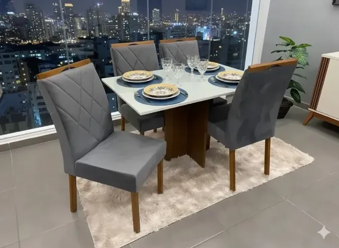 Mesa de Jantar Los Angeles com 4 Cadeiras Bali Cinza Grafite (PARCELE EM ATÉ 10X SEM JUROS