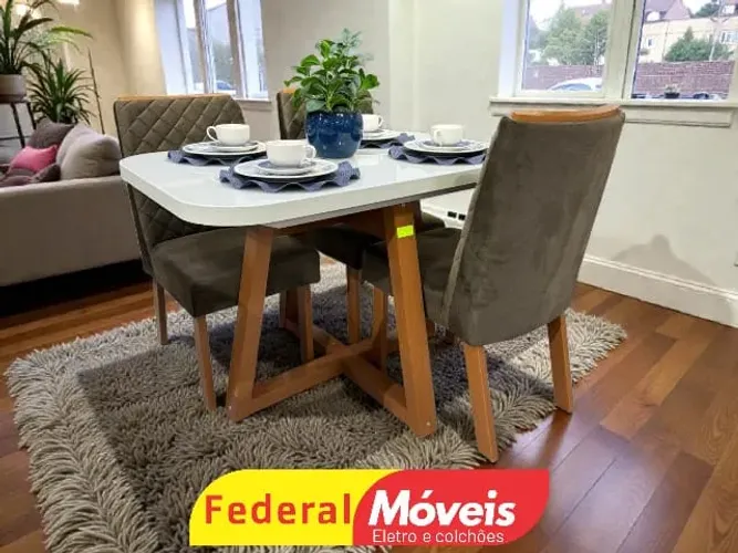 Mesa de Jantar 1,20x80cm c/ 4 Cadeiras - Oferta Exclusiva