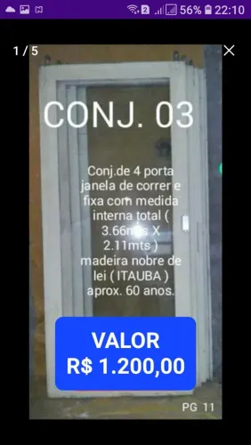 CONJ. DE 4 PORTAS ( FOLHAS ) JANELAS EM MADEIRA NOBRE ITAUBA E COM VIDROS GROSSOS USADAS 