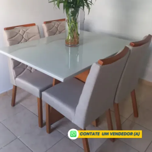 Mesa Alcione com 4 Cadeiras MDF Puro - Nova na Caixa