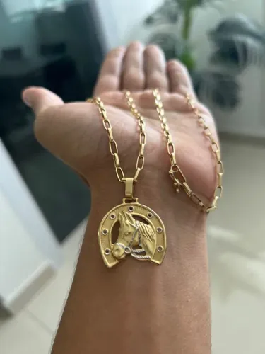 Corrente Tijolinho com Ferradura - OURO 18K (750)