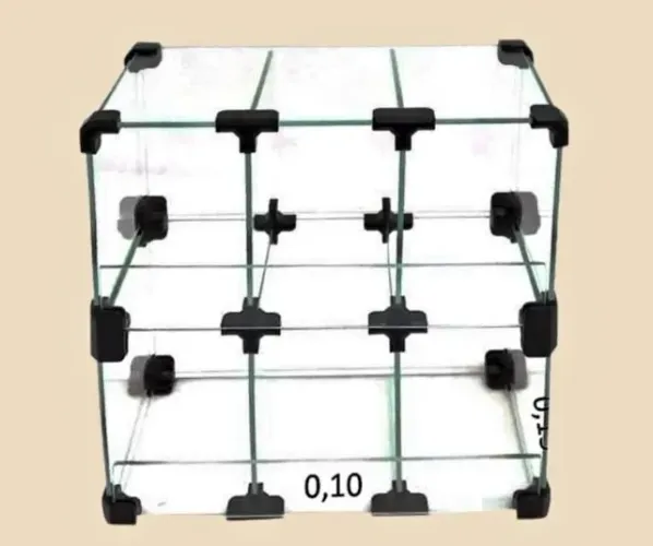 Baleiro vidro com 6 divisões 30x15x30cm ( C x P x A )