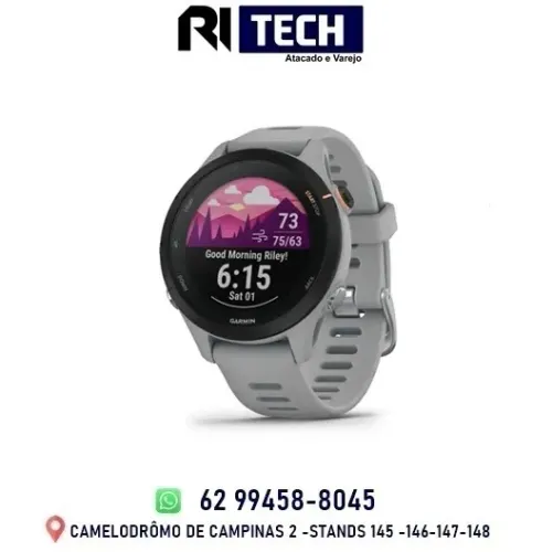 Relógio Garmin Forerunner 255s Basic Cinza com Monitor Cardíaco de Pulso e GPS