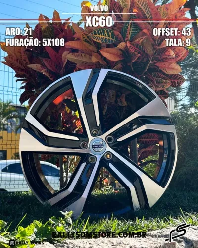 Jogo de Roda Volvo XC 60 Preto Diamantado 5x108 - 21x9 Offset 43