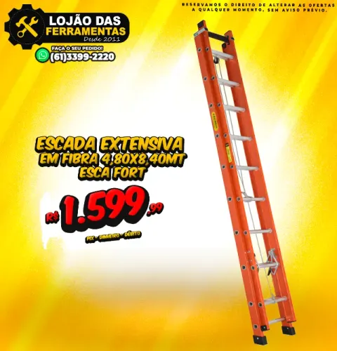 Escada Extensiva Fibra de Vidro 4,80x8,40Mt Esca Fort