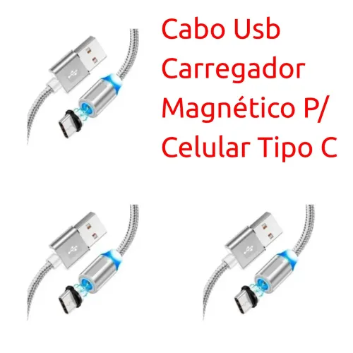 Cabo USB Carregador Magnético Tipo C