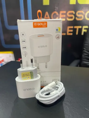 Promoção Carregador Para iPhone Gold Original 30W Turbo