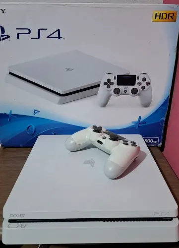 Ps4 Slim Branco na caixa original + 2 controles + 2 jogos