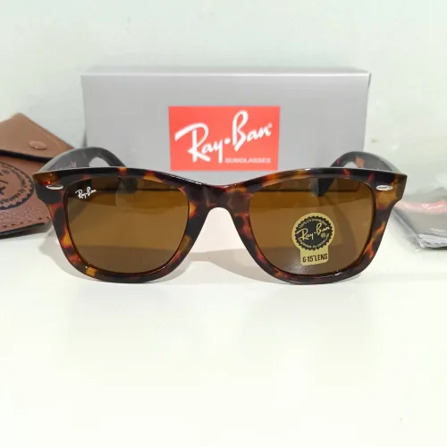 Óculos de sol Ray ban wayfarer 50mm tartaruga e lente marrom unissex novo