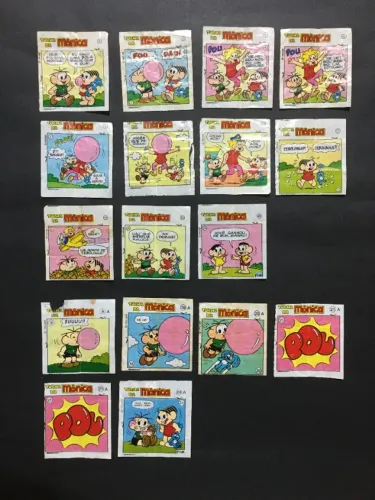 Lote com 17 Figurinhas Chicle Turma da Mônica Sonrics 1993 / 1995 Nunca Coladas