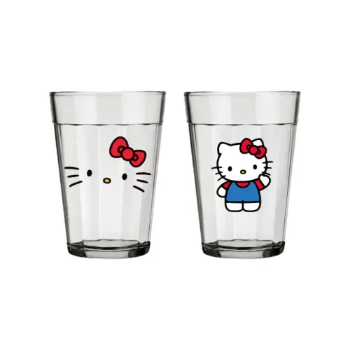 kit 6 Copo Americano Vidro Presente Hello Kitty Sanrio Fofo Kawaii 6 Copos De Vidro Geek