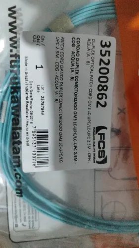 Cabo Fibra Óptica OM3 LC/LC Duplex 2,5m Novo R$60