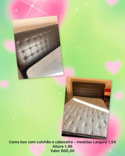 Cama box com colchão e cabeceira