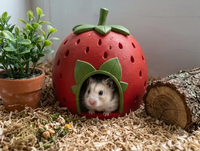 Casinha Para Hamster Modelo Morango Impressão 3D