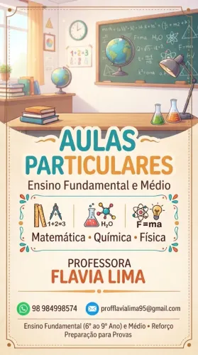 Aulas Particulares: Matemática, Química e Física - Ensino Fundamental e Médio