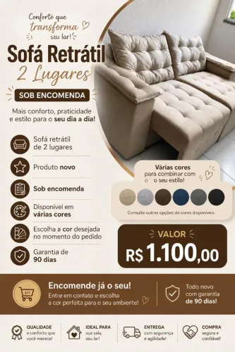 Sofá Retrátil 2 Lugares - Novo
