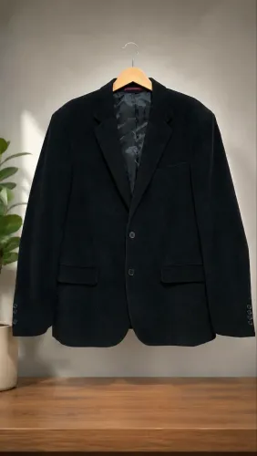 Blazer Masculino Preston Field Veludo Cotelê Preto Tam. 50