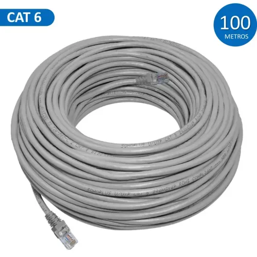 Cabo de Rede de 100 Metros Cat 6 para CFTV e Rede, Até 1000Mbps, Cinza - It-Blue