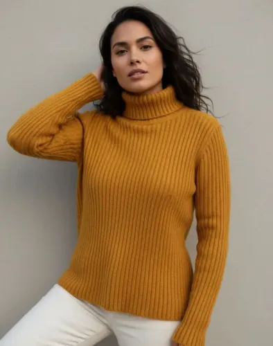 Blusa Tricô Gola Alta Canelada Tamanho Único