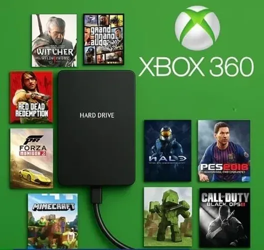 HD 500GB Xbox 360 com case interna RGH/Aurora com 246 títulos + Emuladores