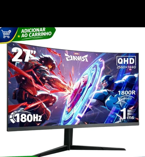 MONITOR GAMER CURVO QHD 27 POL. 180HZ  1 MS  AMD FREESYNC MODO PROTEÇÃO DE PISCADAS