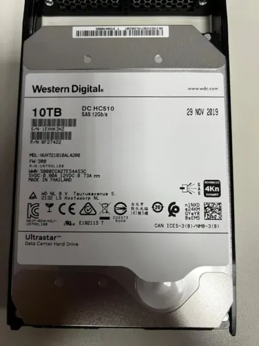 Hd WD 10tb SAS 3 256mb 7200rpm 3,5 Ultrastar DC HC510 Branco