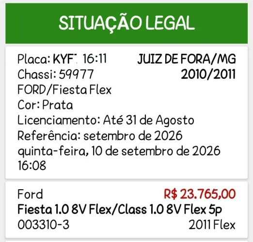 Ford Fiesta 1.0 8V Flex/class 1.0 8V Flex 5P 2011