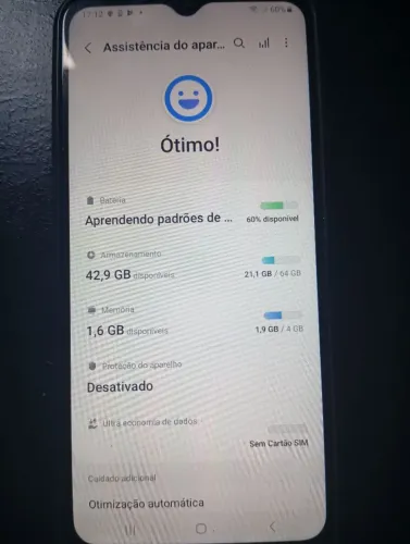 SMARTPHONE SAMSUNG A03, 64GB ARMAZENAMENTO, 4GB RAM, CONSERVADO