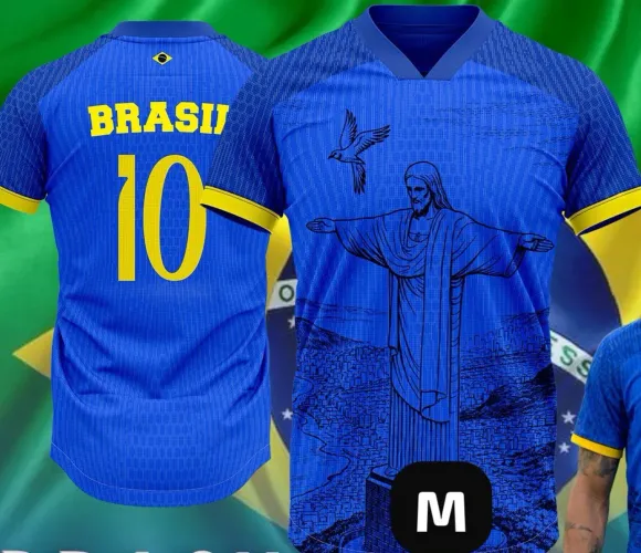 Camisa azul Cristo redentor brasil