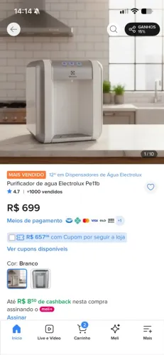 Bebedouro eletrolux