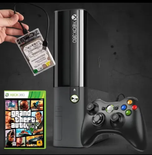 XBOX 360 SUPER SLIM DESTRAVADO,1 CONTROLE,HD EXTERNO COM 250 JOGOS, GARANTIA