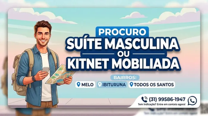 Procuro Suíte Masculina ou Kitnet Mobiliada - Melo, Ibituruna ou Todos os Santos