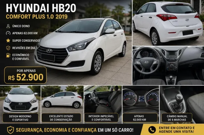 Hyundai HB20 Unique 1.0 Flex 12V Mec. 2019
